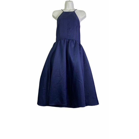 L'atiste By Amy Girls Fit & Flare Dress Blue‎ Backless Spaghetti Strap Zip L New - Picture 1 of 8